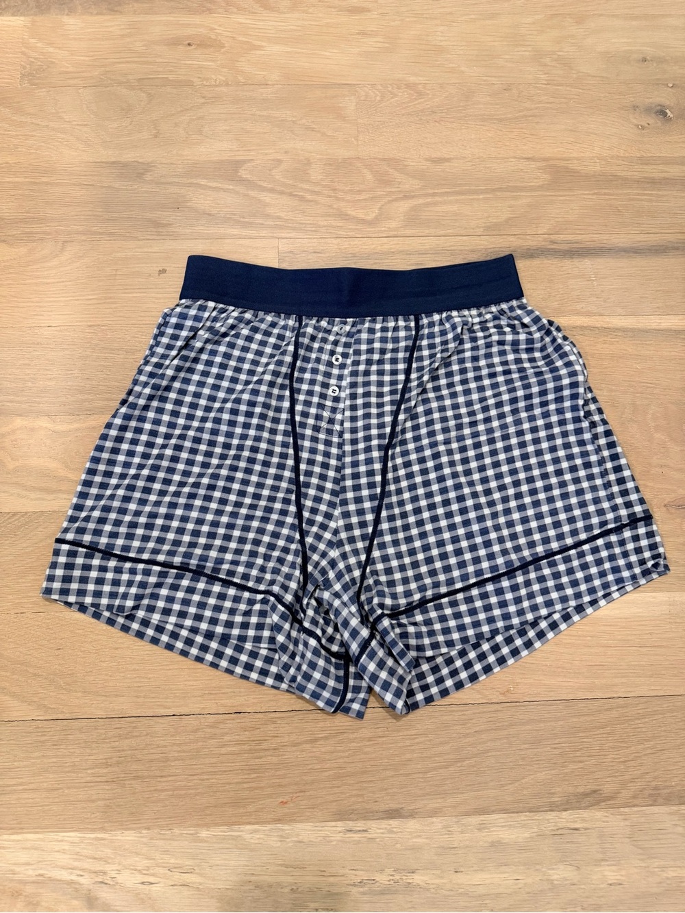 We Wore What - Navy Gingham Boxer Shorts